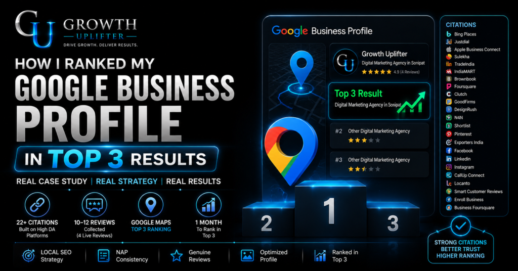 How I Ranked My Google Business Profile in Google's Top 3 Results using Local SEO, Citations, Reviews, and Google Maps Optimization.